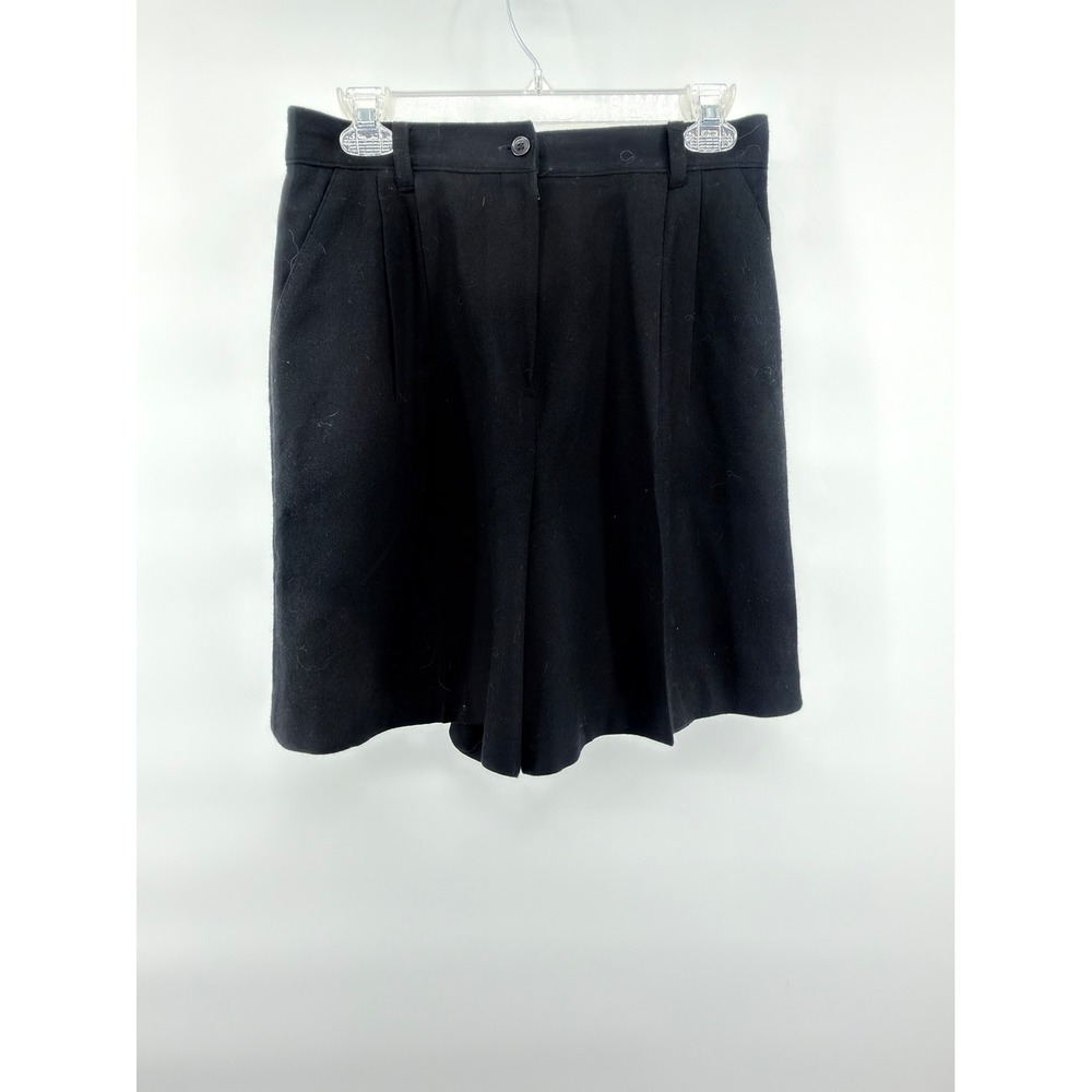 Vintage Sag Harbor Petite Wool Shorts 14P Black Pleated High Rise Trouser 90s